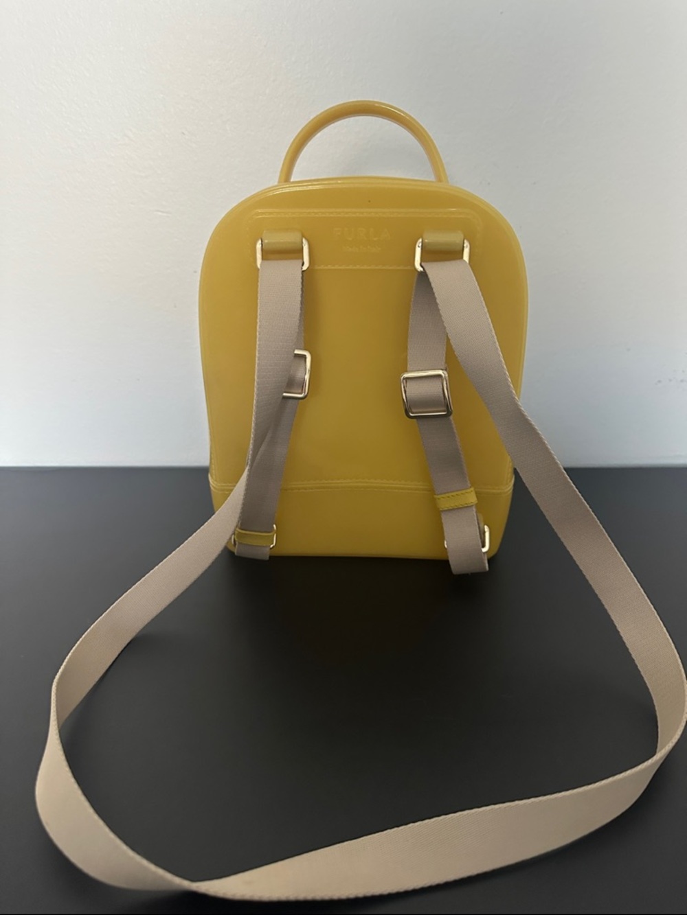 Furla Yellow Jelly Mini Backpack with Floral Studs - Picture 5 of 9